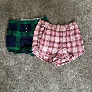 Aerie Plaid Pajama Shorts, Size Large